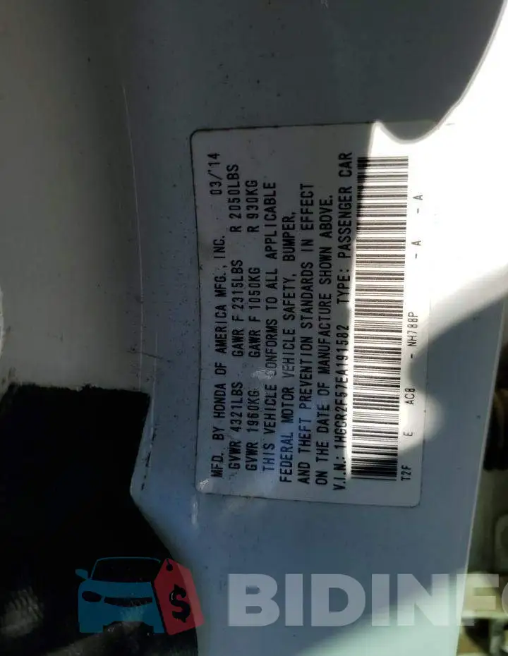 1HGCR2F57EA191582 Photo# 12
