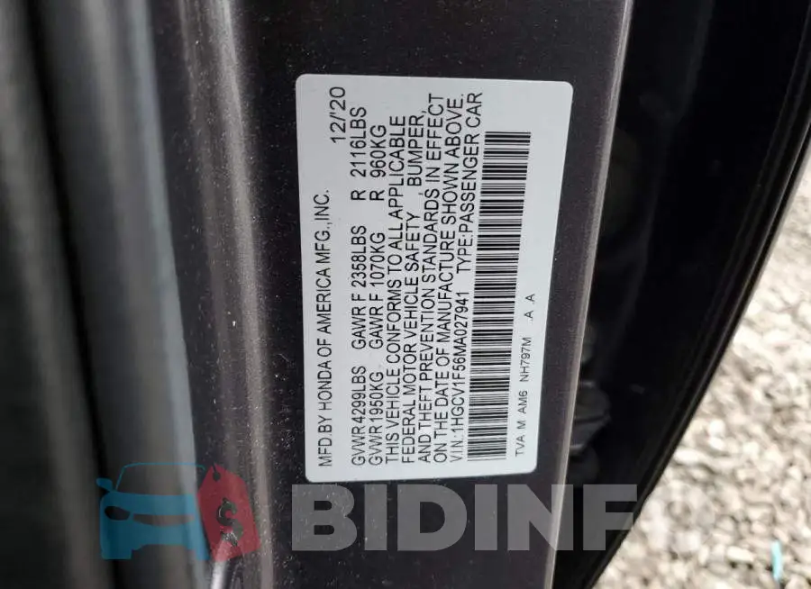 1HGCV1F56MA027941 Photo# 12