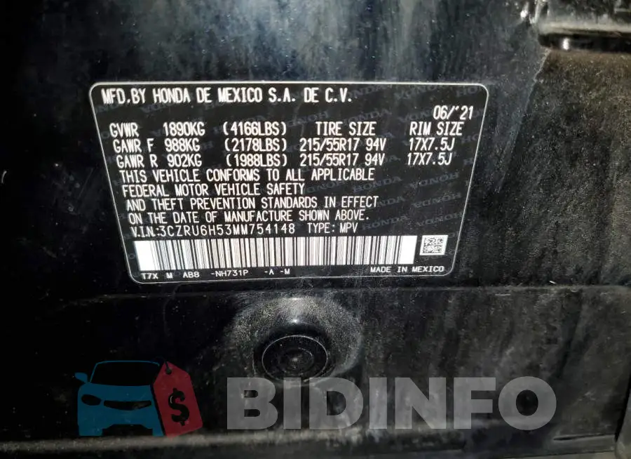 3CZRU6H53MM754148 Photo# 12