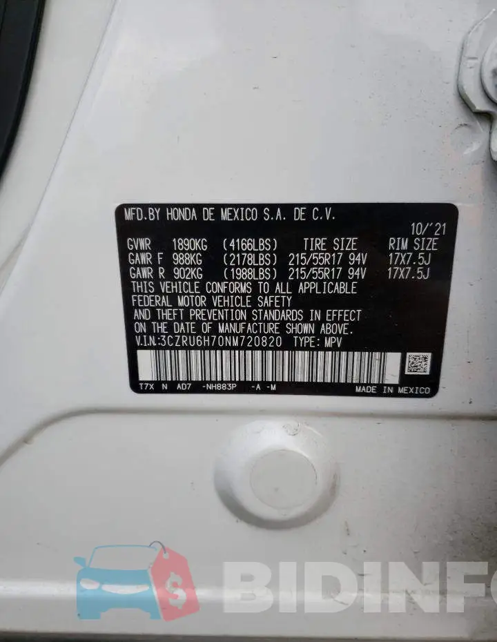 3CZRU6H70NM720820 Photo# 13