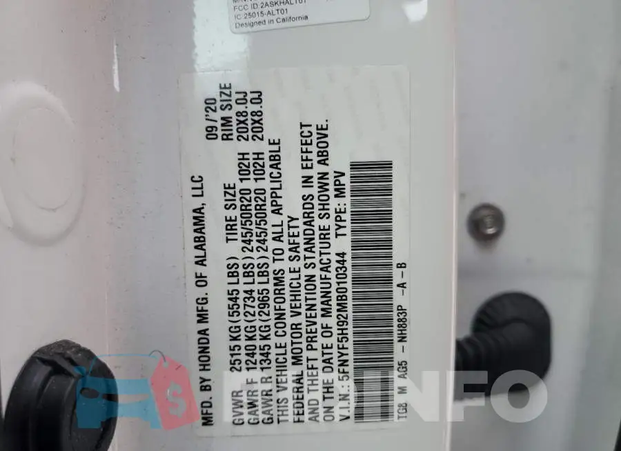 5FNYF5H92MB010344 Photo# 13