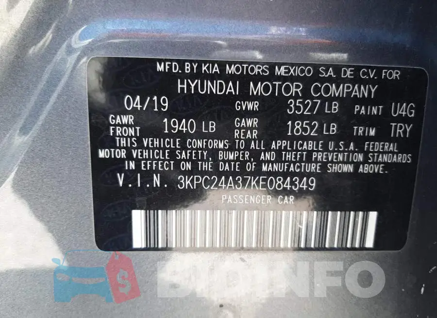 3KPC24A37KE084349 Photo# 10