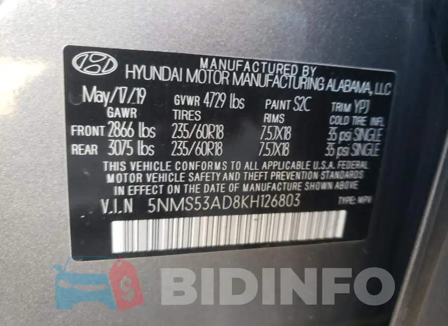 5NMS53AD8KH126803 Photo# 12