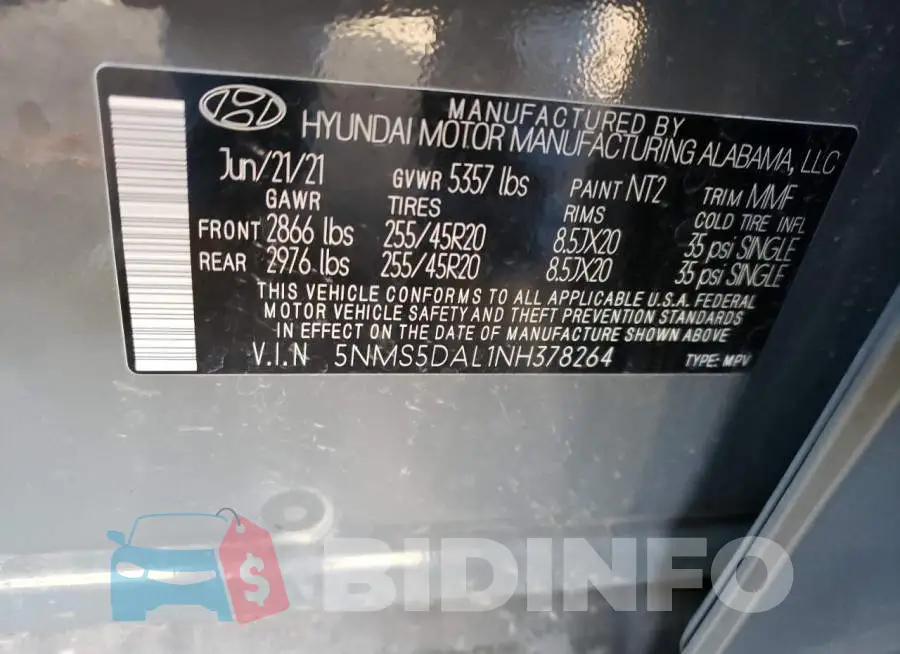 5NMS5DAL1NH378264 Photo# 13