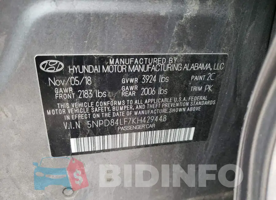 5NPD84LF7KH429448 Photo# 12