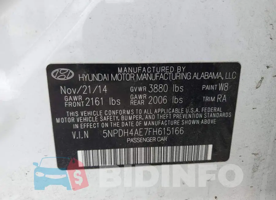 5NPDH4AE7FH615166 Photo# 13