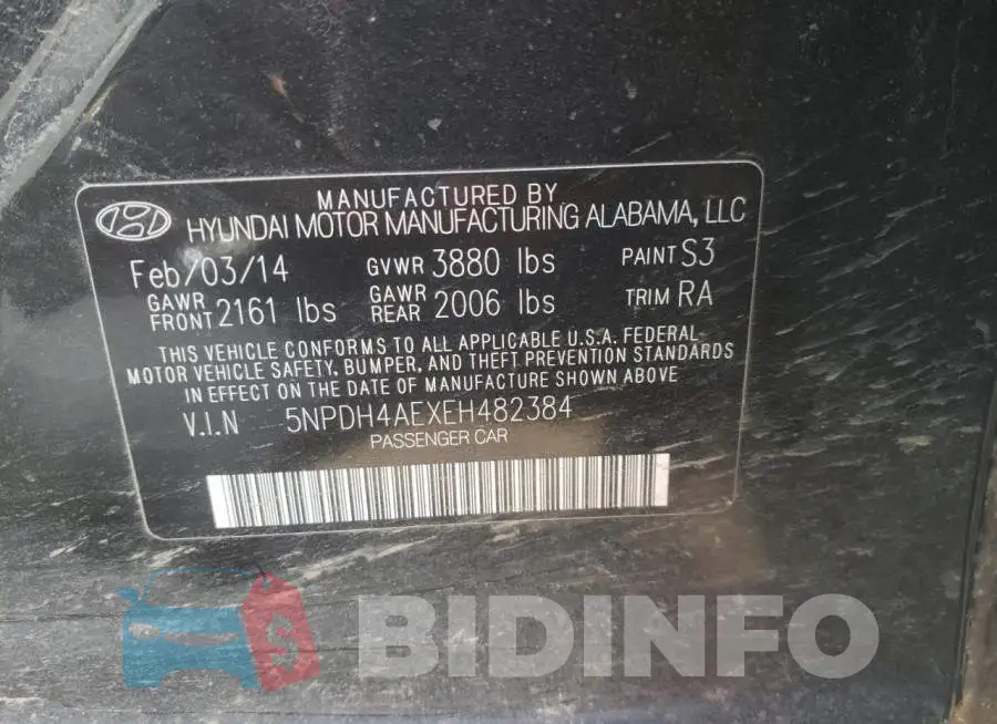 5NPDH4AEXEH482384 Photo# 12