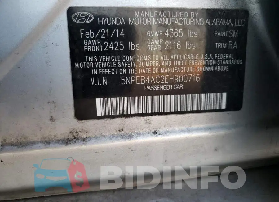 5NPEB4AC2EH900716 Photo# 12