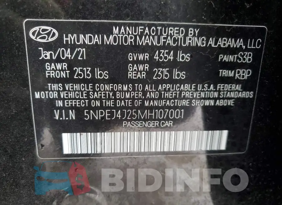 5NPEJ4J25MH107001 Photo# 12