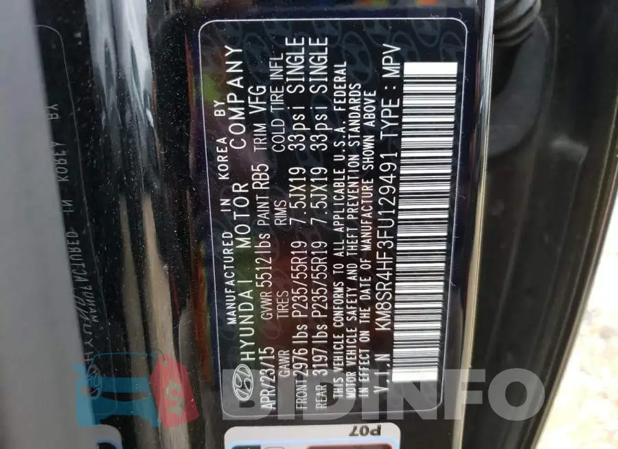 KM8SR4HF3FU129491 Photo# 13