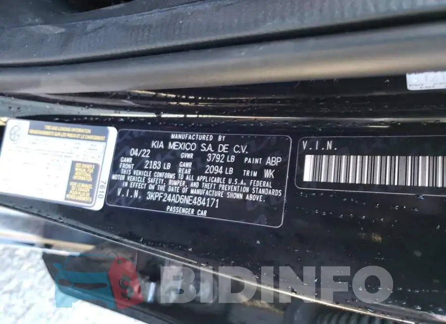 3KPF24AD6NE484171 Photo# 10