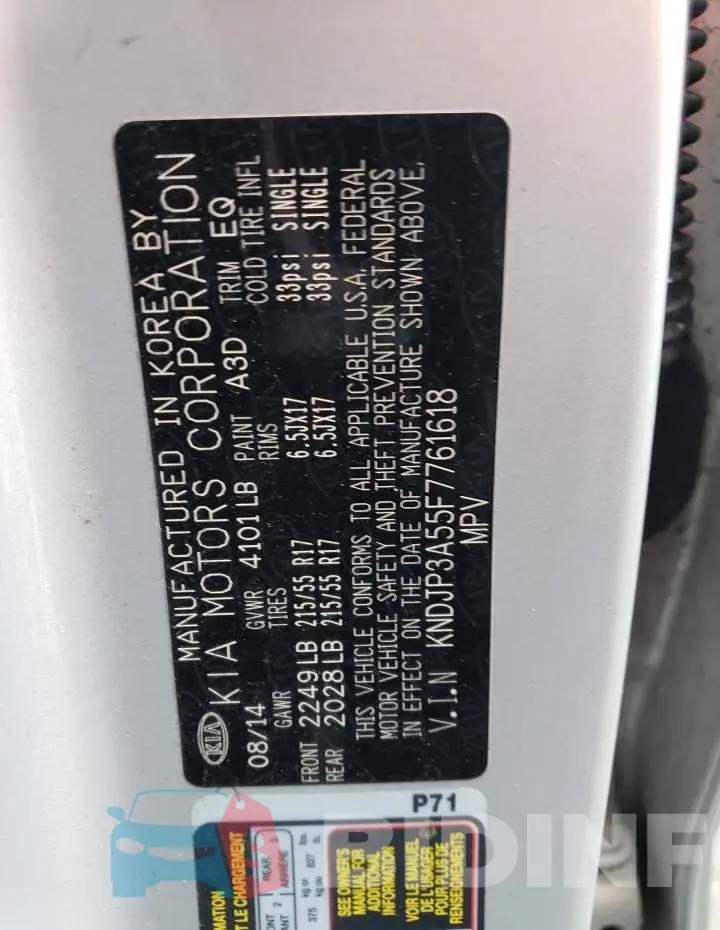 KNDJP3A55F7761618 Photo# 12