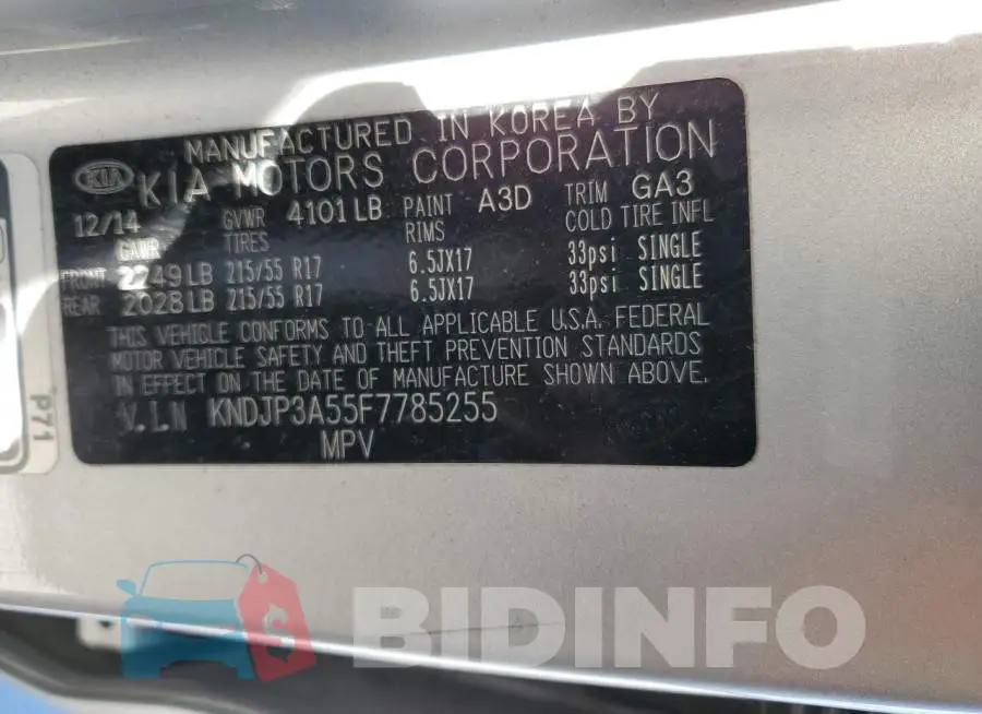 KNDJP3A55F7785255 Photo# 13