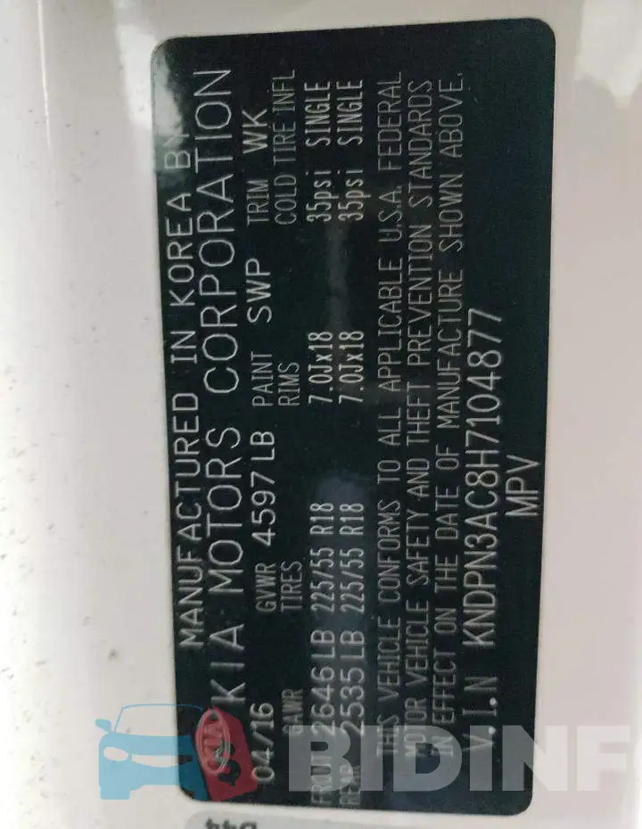 KNDPN3AC8H7104877 Photo# 14