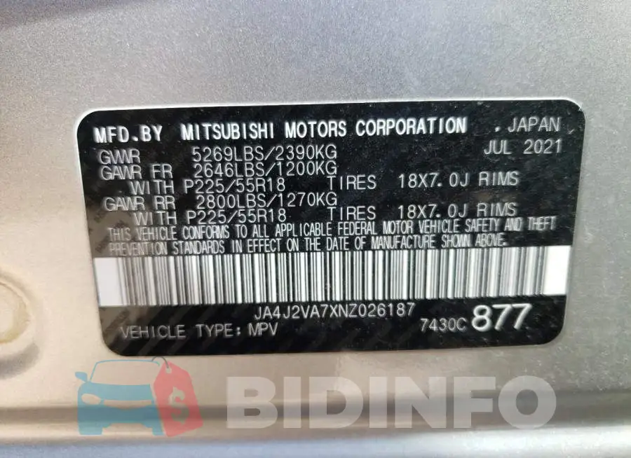 JA4J2VA7XNZ026187 Photo# 12