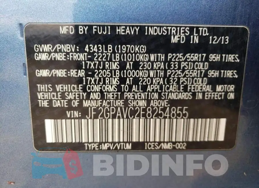 JF2GPAVC2E8254855 Photo# 12