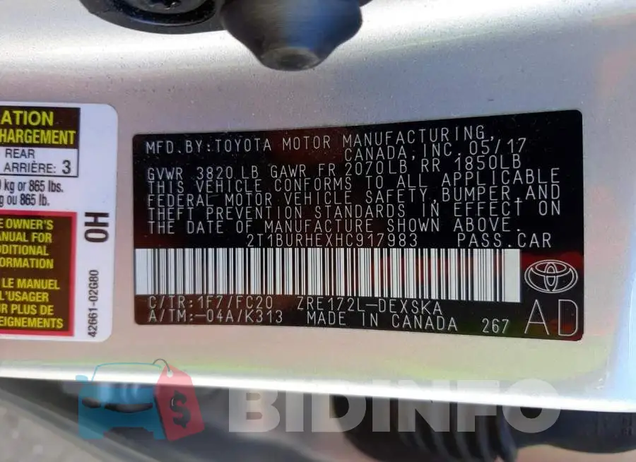 2T1BURHEXHC917983 Photo# 12