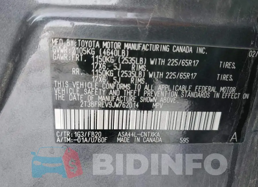 2T3BFREV9JW762014 Photo# 13