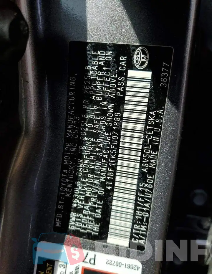 4T1BF1FK5FU071889 Photo# 13