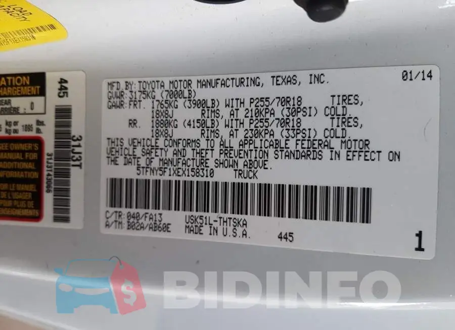 5TFNY5F1XEX158310 Photo# 12