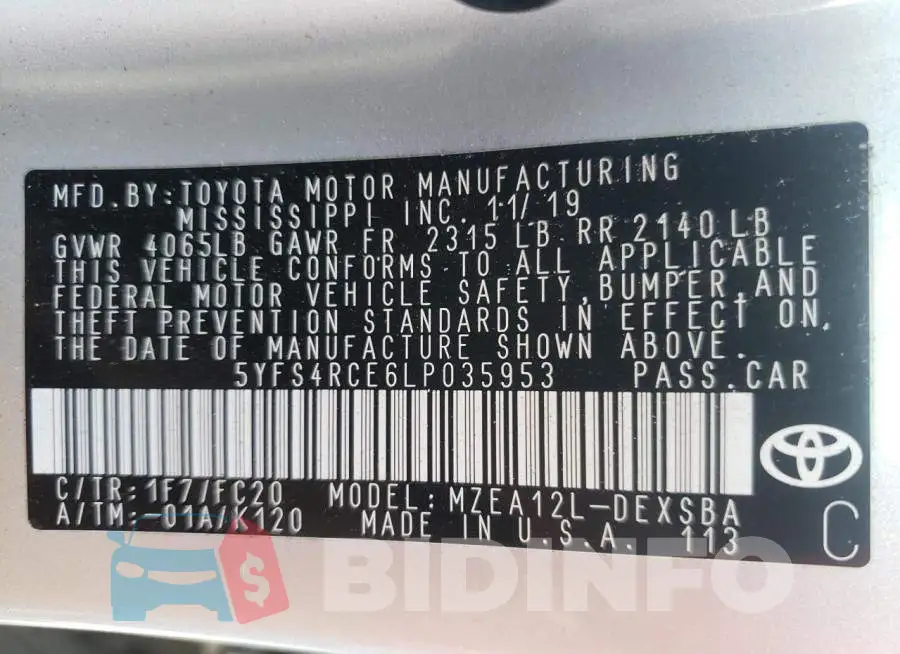 5YFS4RCE6LP035953 Photo# 12