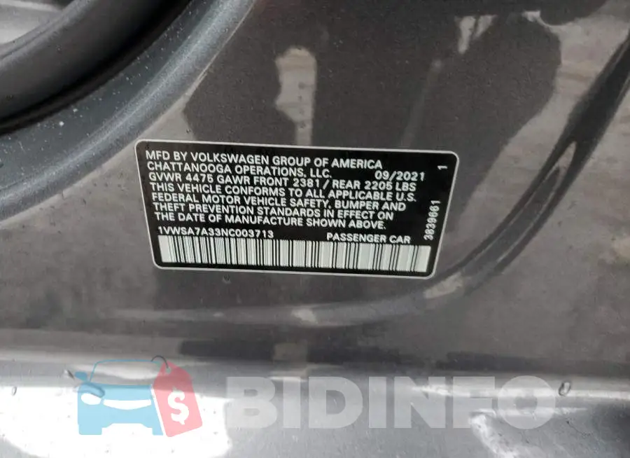 1VWSA7A33NC003713 Photo# 12