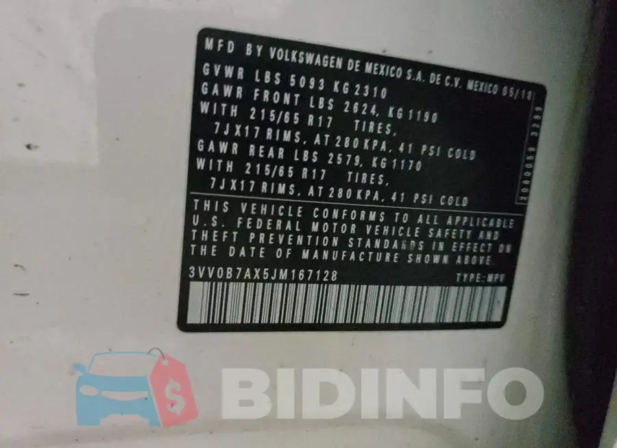 3VV0B7AX5JM167128 Photo# 12