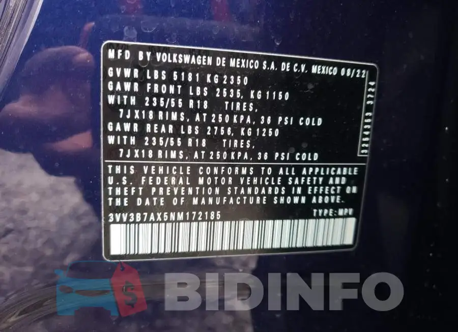 3VV3B7AX5NM172185 Photo# 13