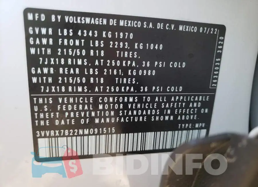 3VVRX7B22NM091515 Photo# 14