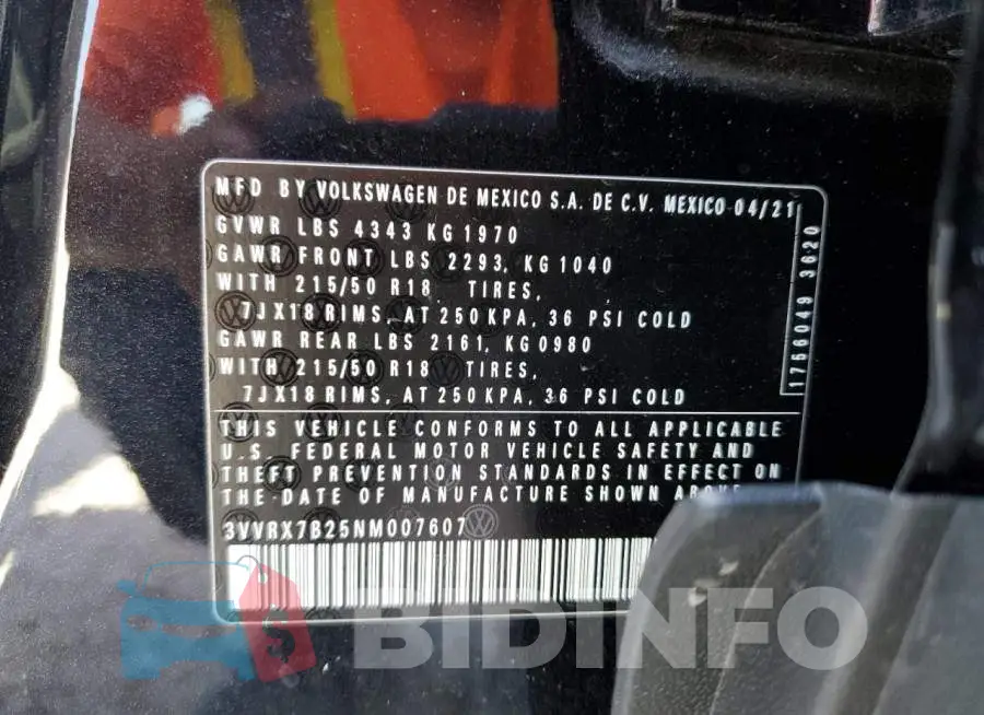 3VVRX7B25NM007607 Photo# 12