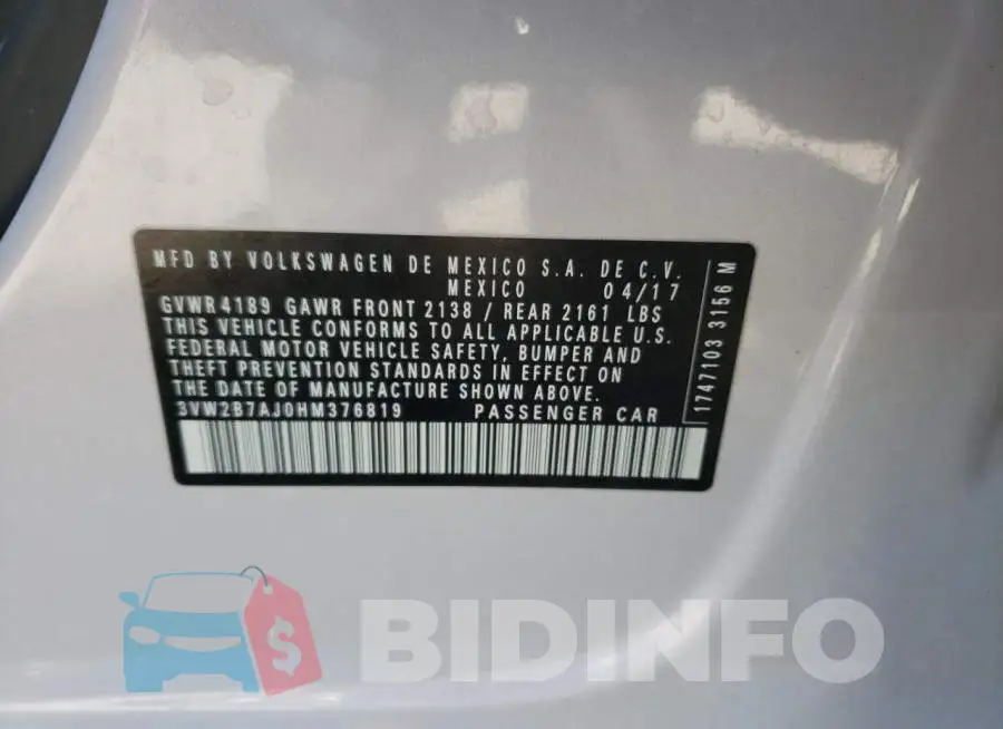 3VW2B7AJ0HM376819 Photo# 12