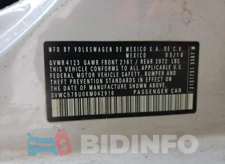 3VWC57BU0KM042916 Photo# 13