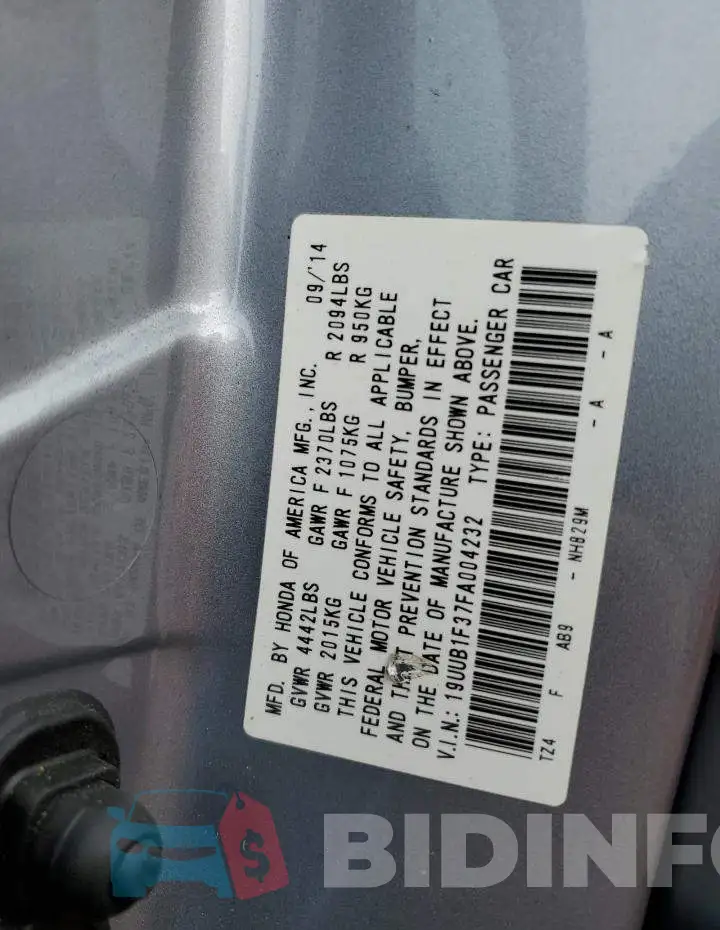 19UUB1F37FA004232 Photo# 12