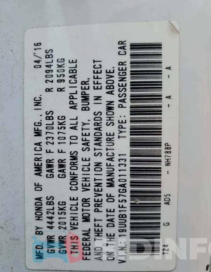 19UUB1F57GA011331 Photo# 12