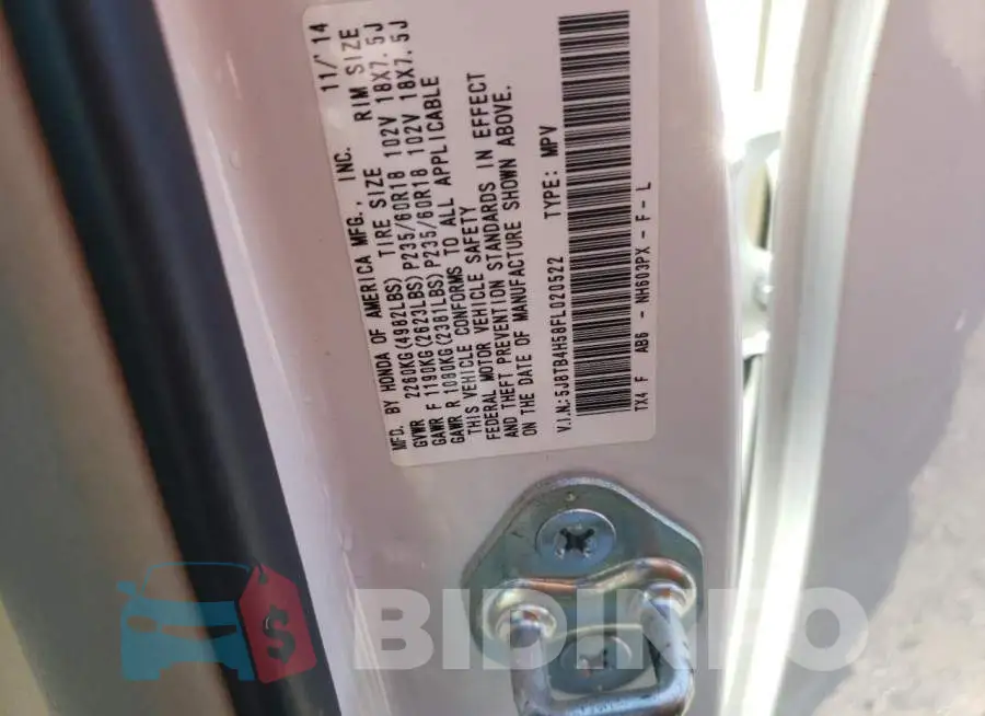 5J8TB4H58FL020522 Photo# 14