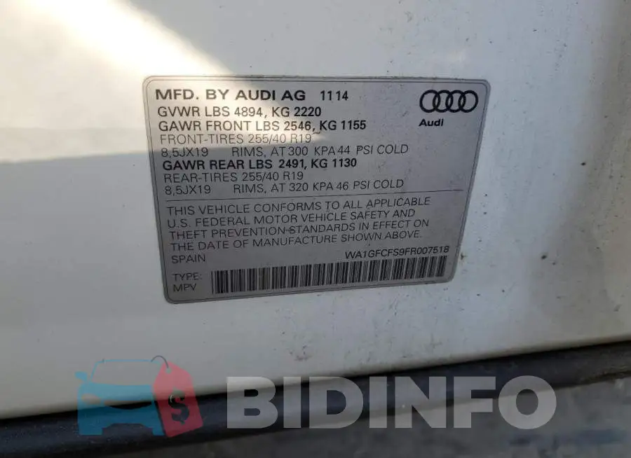 WA1GFCFS9FR007518 Photo# 13