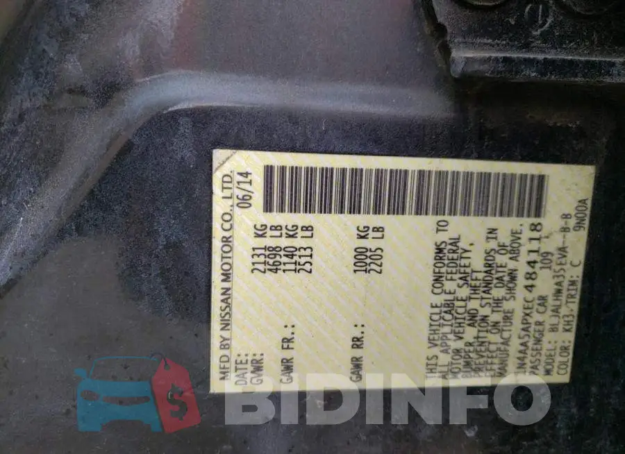 1N4AA5APXEC484118 Photo# 13