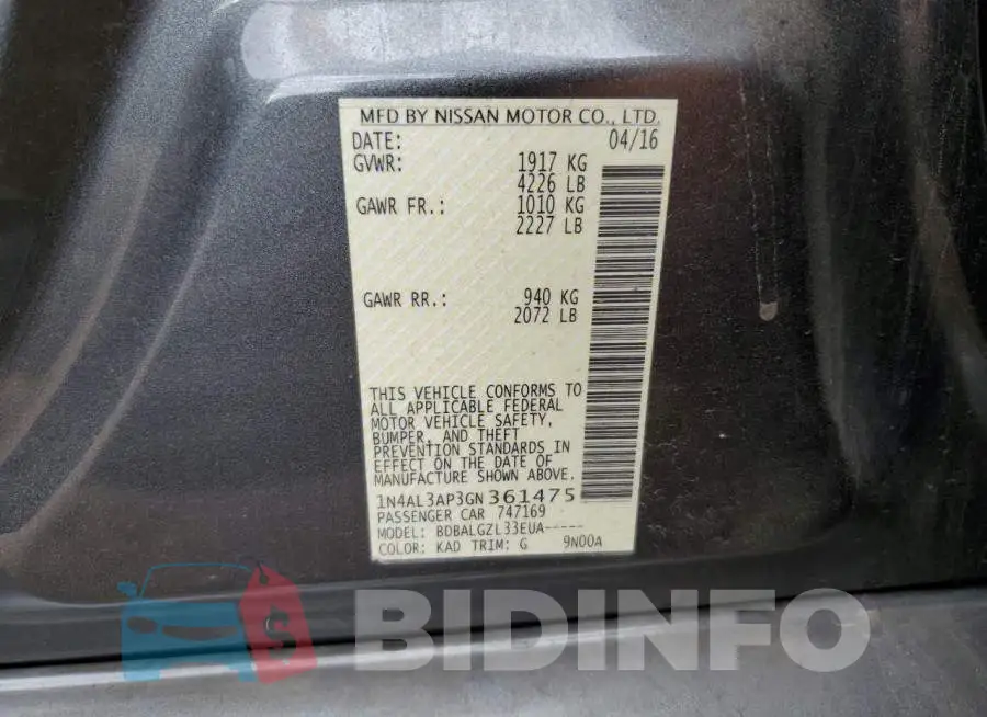 1N4AL3AP3GN361475 Photo# 12