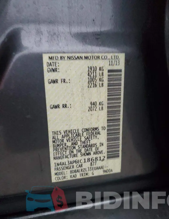 1N4AL3AP6EC186812 Photo# 12
