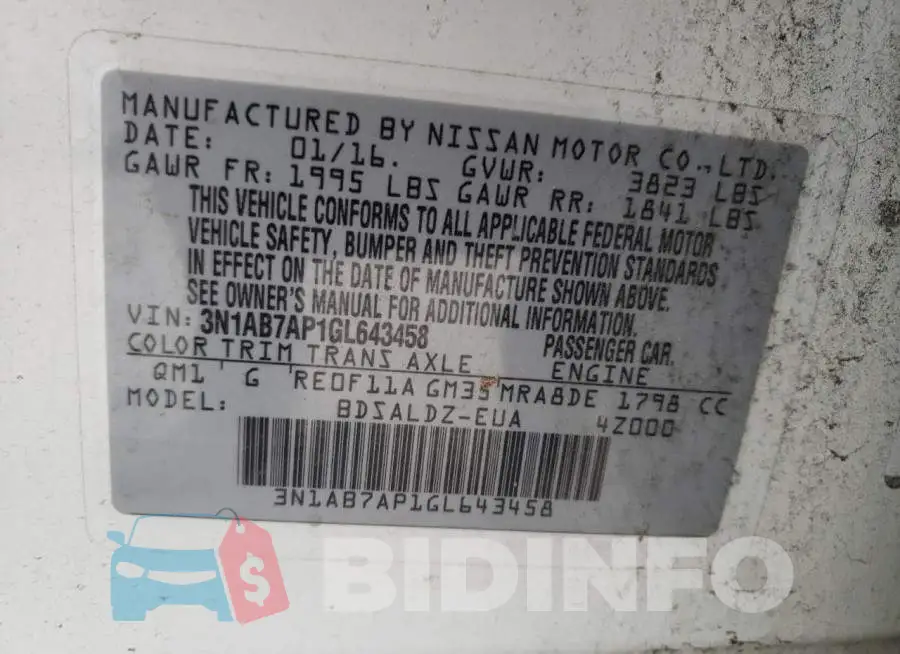 3N1AB7AP1GL643458 Photo# 12