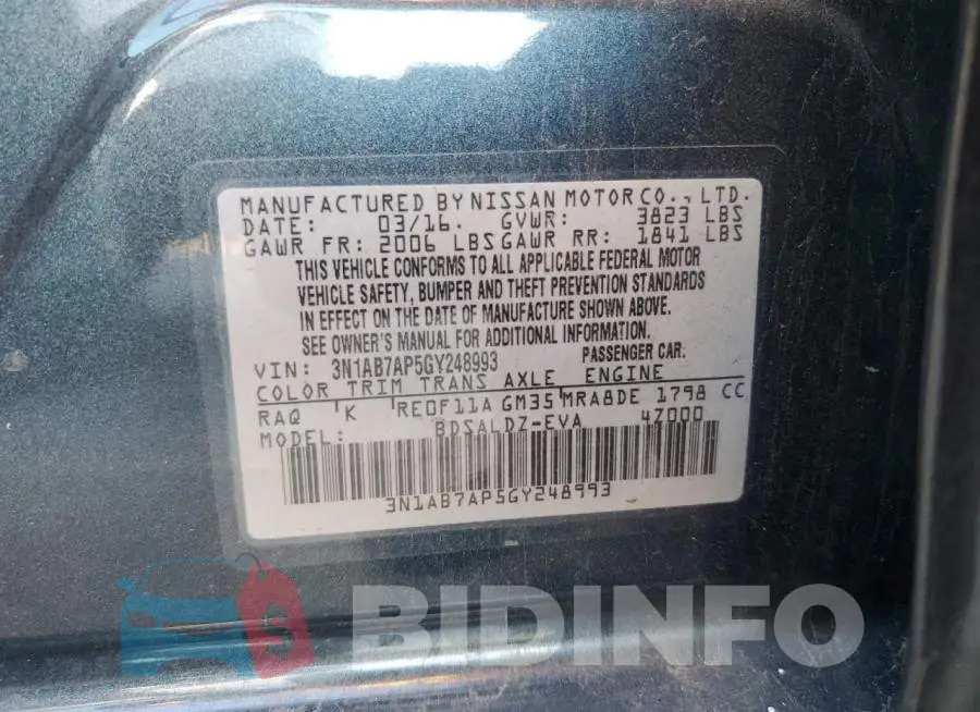 3N1AB7AP5GY248993 Photo# 12