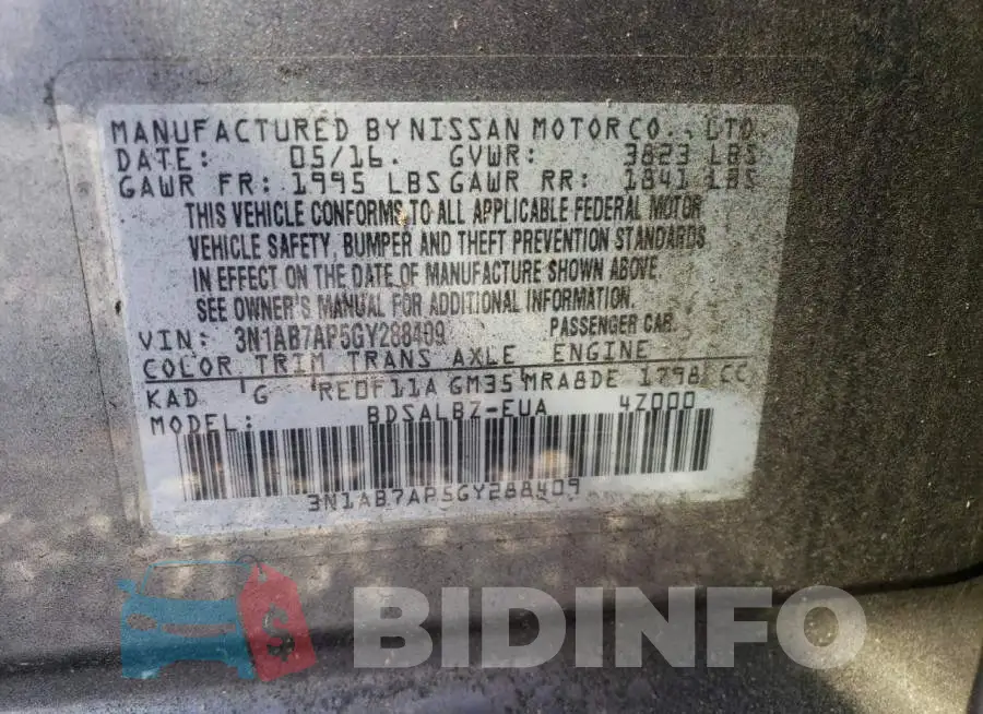 3N1AB7AP5GY288409 Photo# 12