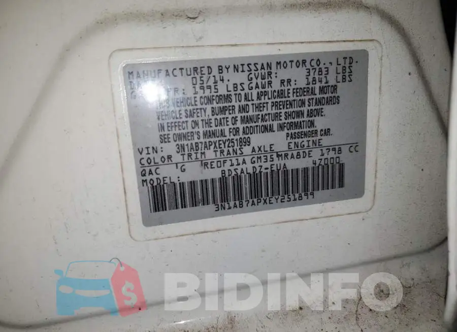 3N1AB7APXEY251899 Photo# 13