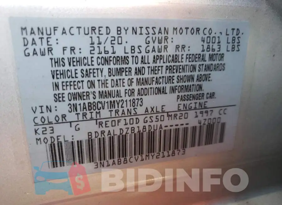 3N1AB8CV1MY211873 Photo# 10