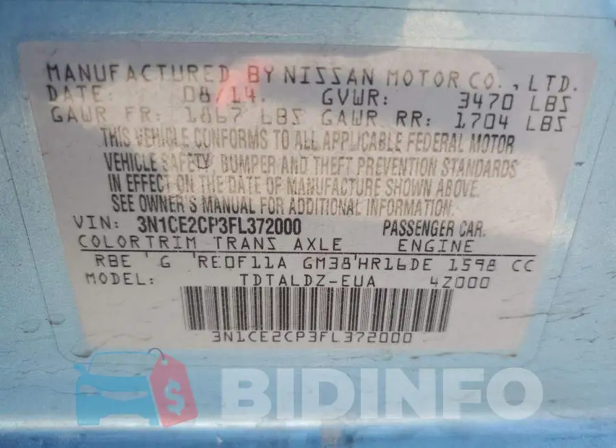 3N1CE2CP3FL372000 Photo# 10
