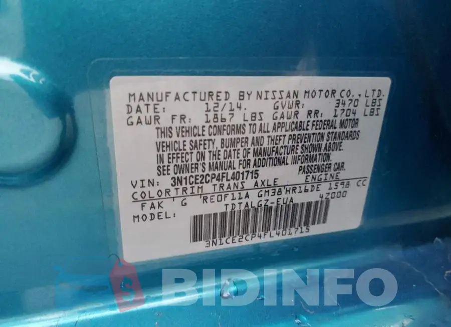 3N1CE2CP4FL401715 Photo# 12