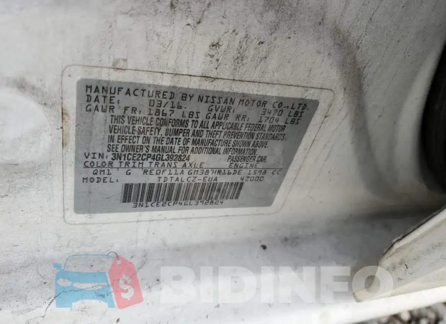 3N1CE2CP4GL392824 Photo# 12