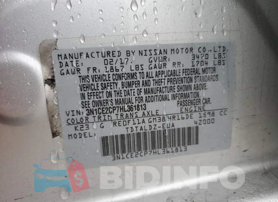 3N1CE2CP7HL361813 Photo# 12