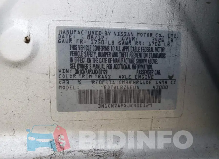 3N1CN7APXJK400129 Photo# 12