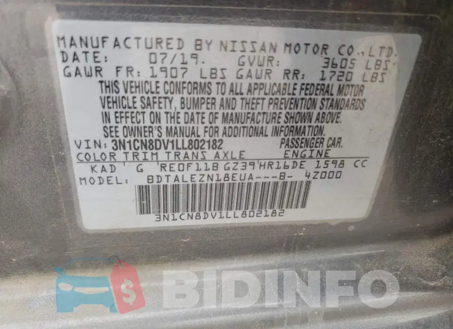 3N1CN8DV1LL802182 Photo# 12